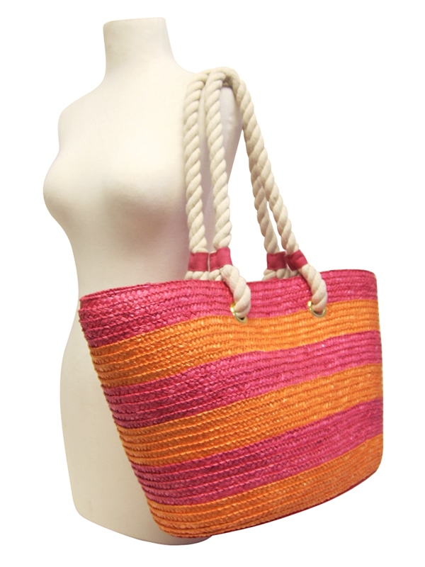 Bright Striped Beach Bag-Dynamic Asia