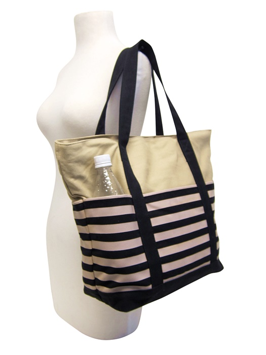 California Beach Bags Striped Canvas Beach Bag-Dynamic Asia