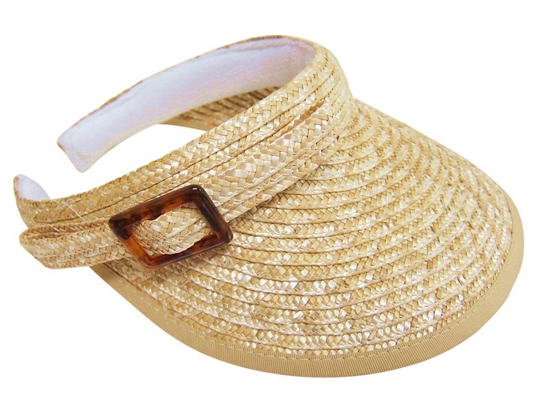 Dynamic Asia Clip On Wheat Straw Visor w/ Buckle Wholesale Straw Hat Supplier