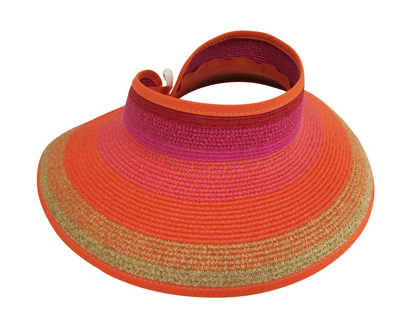 Dynamic Asia Striped Roll-Up Butterfly Style Summer Visor Hat-wholesale-sun-visors-straw-hats-los-angeles-wholesaler