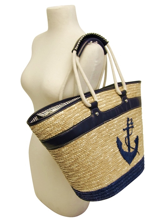 Embroidered Anchor Nautical Beach Bag-Dynamic Asia