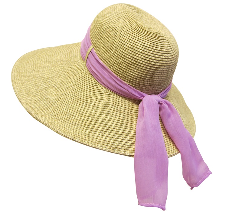 Large Asymmetrical Summer Sun Hat with Radiant Orchid Lilac Sash Sun Hats Wholesale- Dynamic Asia