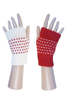 Opposite Heart Pattern Fingerless Gloves-Dynamic Asia