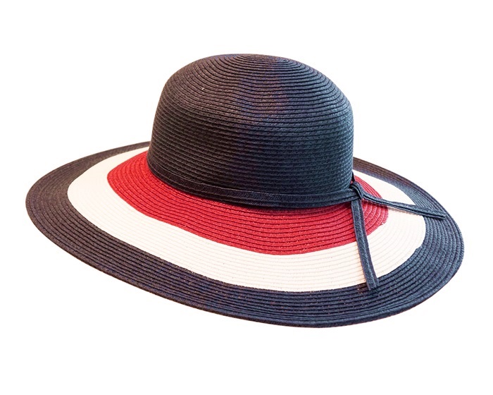 Red White and Blue Wide Brim Sun Hat Floppy Hat with Adjustable Inner Drawstring-Dynamic Asia