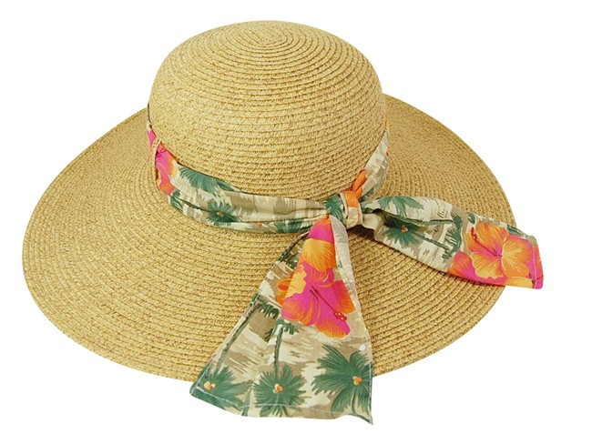 Resort Hawaiian Print Sash Hat-Dynamic Asia