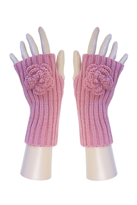 Rosette Detail Fingerless Gloves Wholesale Womens Gloves-Dynamic Asia