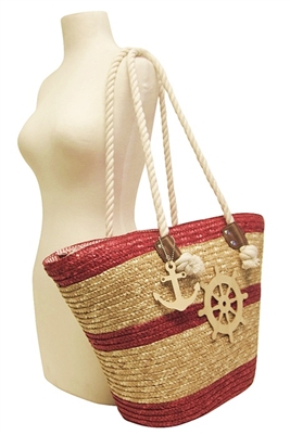 Ship Wheel Straw Tote Summer Beach Wholesale