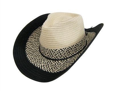 Straw Cowboy Hats Wholesale Black and White
