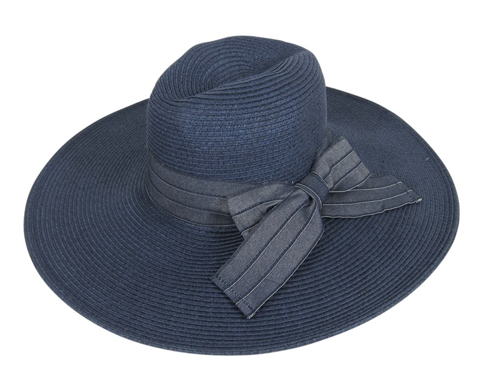 Western Style Wide Brim Hat with Denim Bow Summer 2015 Hats-Dynamic Asia