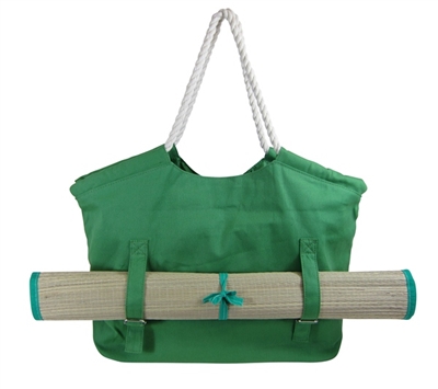 wholesale canvas beach bags - tote with straw mat