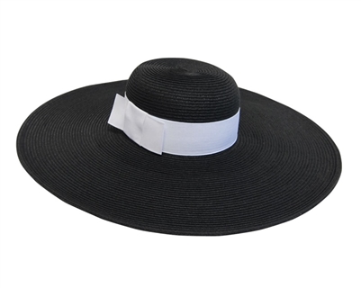 Wholesale Black Kentucky Derby Hats Wide Brim 8 inch Sun Hat