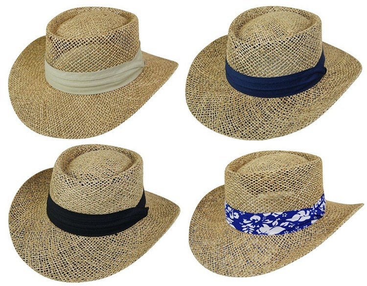 Wholesale Mens Hats Mens Seagrass Gambler Style Hat with Band- Dynamic Asia