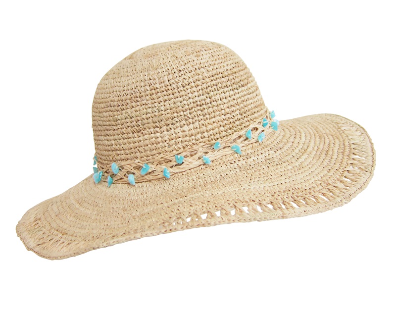 Wholesale Straw Beach Hat with Turquoise Stone Band-Dynamic Asia