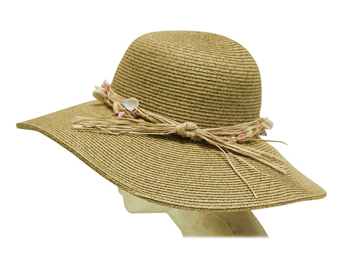 Wide Brim Resort Hat with Seashells-Dynamic Asia