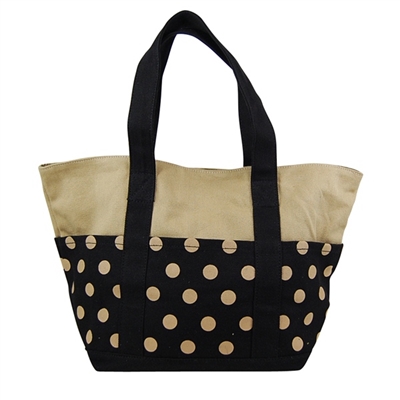 polka dot canvas tote