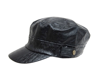 black-faux-leather-caps-wholesale