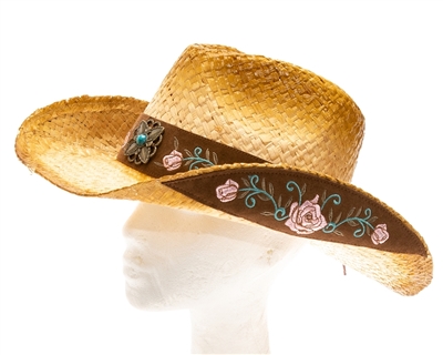 bulk straw cowboy hats flower embroidery