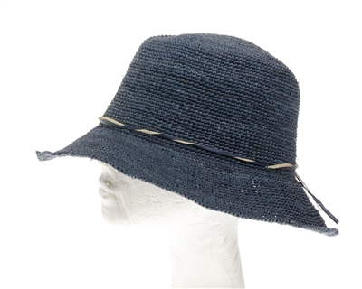 navy raffia bucket style wholesale ladies straw hats