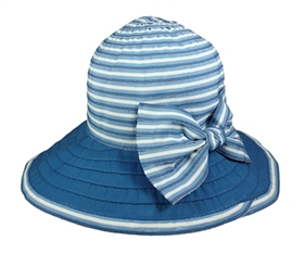 wholesale blue white striped ribbon lampshade hat