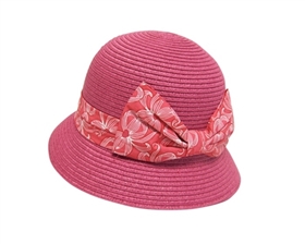 wholesale girls fuchsia bucket hat with printed bow