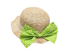 wholesale girls wavy brim straw hat with bow