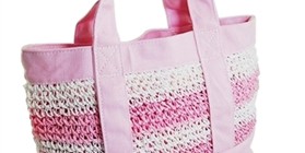 wholesale pink straw and canvas bag