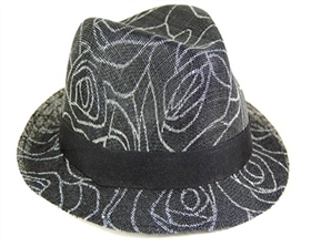 wholesale sinamay fedora hat rose print
