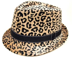 wholesale sleek leopard print fur fedora