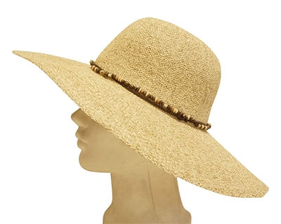 wholesale straw beach hats beads wide brim