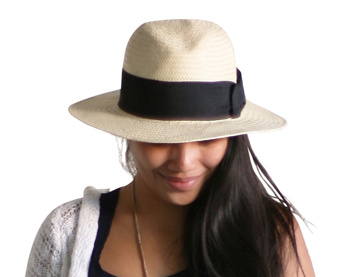 wholesale straw panama hats natural black band