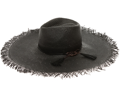 wholesale wide brim hats black sun hat fringe