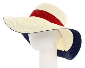 wholesale wide brim red white navy hat