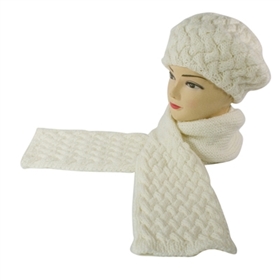 wholesale scarf hat set beanies scarves white