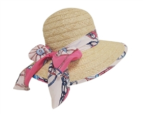 wholesale womens raffia sun hat linen sash