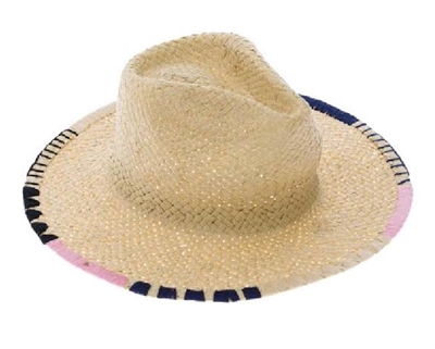 wholesale womens straw hats panama whipstitch edge