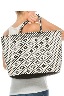 wholesale beach bags model black white woven plastic tote